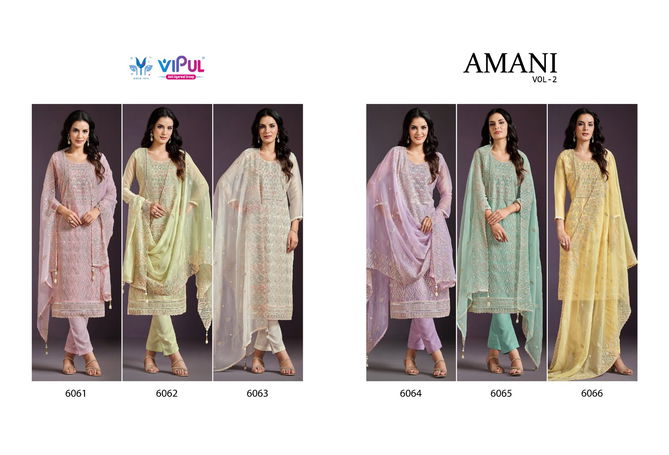 Amani Vol 2 By Vipul Chiffon Embroidered Salwar Suits Wholesale Shop In Surat
